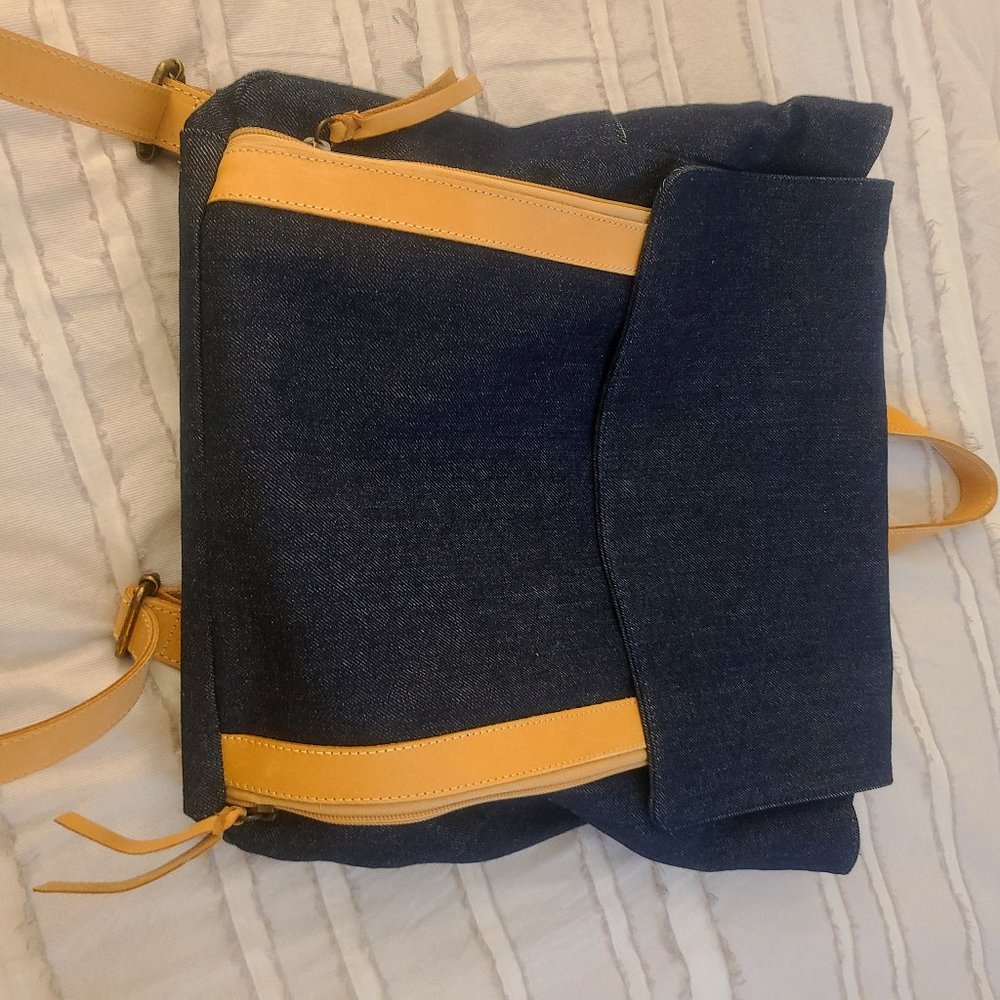 Able Denim & Tan Yoga Bag/Backpack